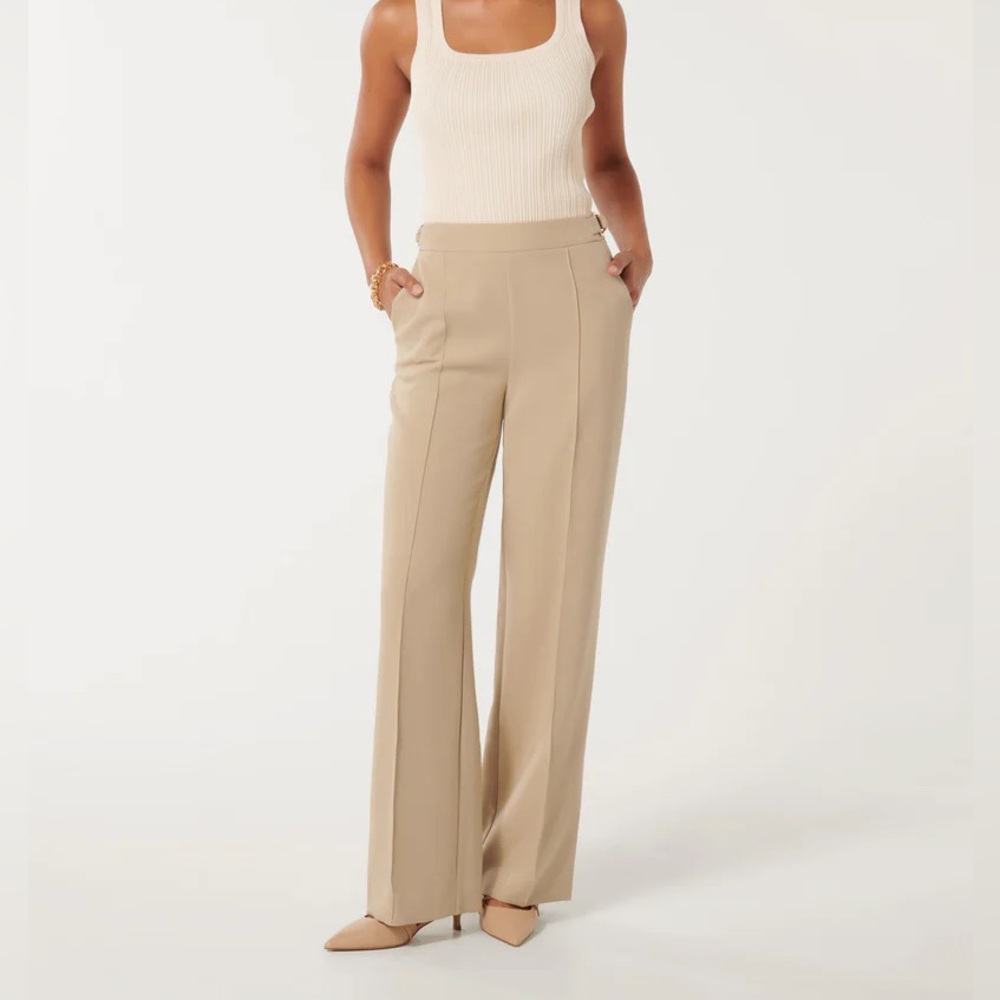 agnona light brown straig leg wool pants